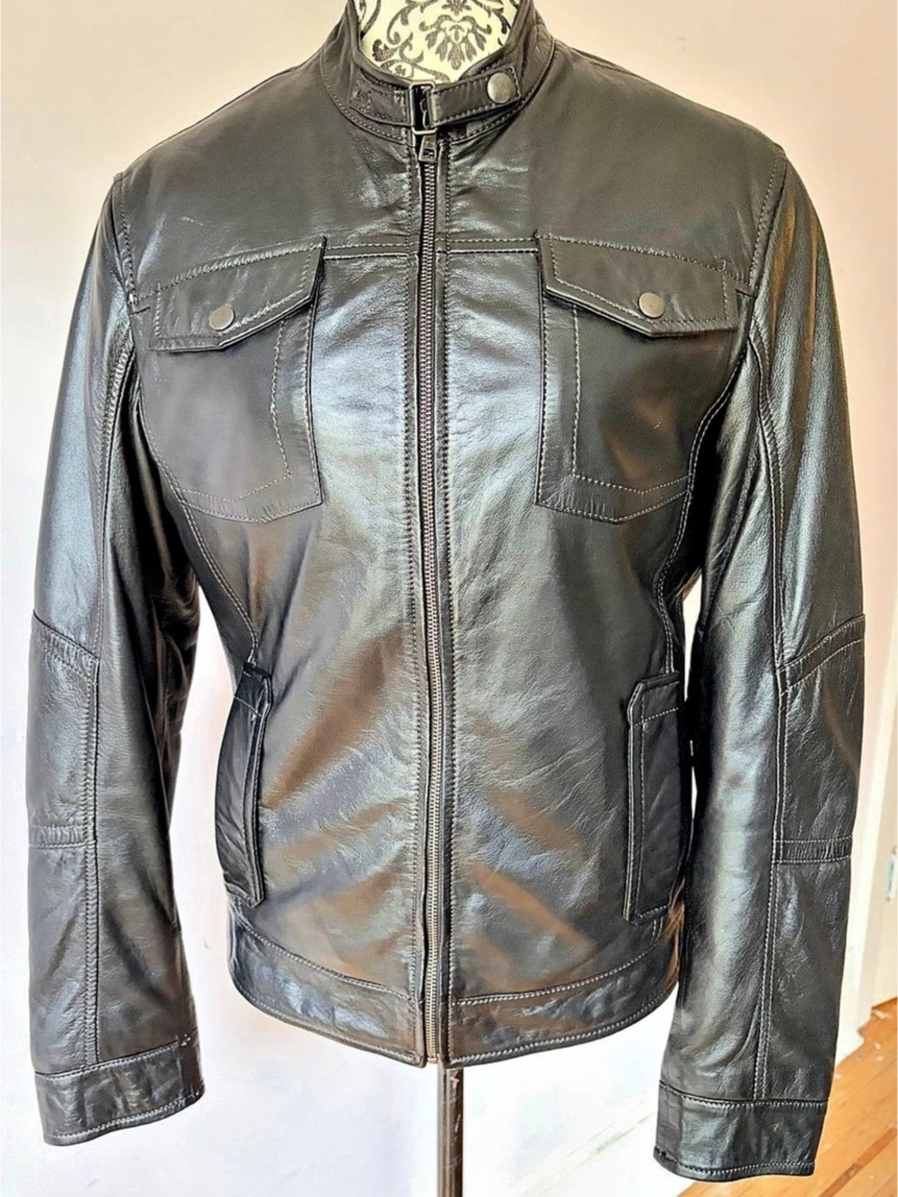 Vintage Danier Genuine Lamb Leather Cafe Racer Jacket With Thinsulate XS